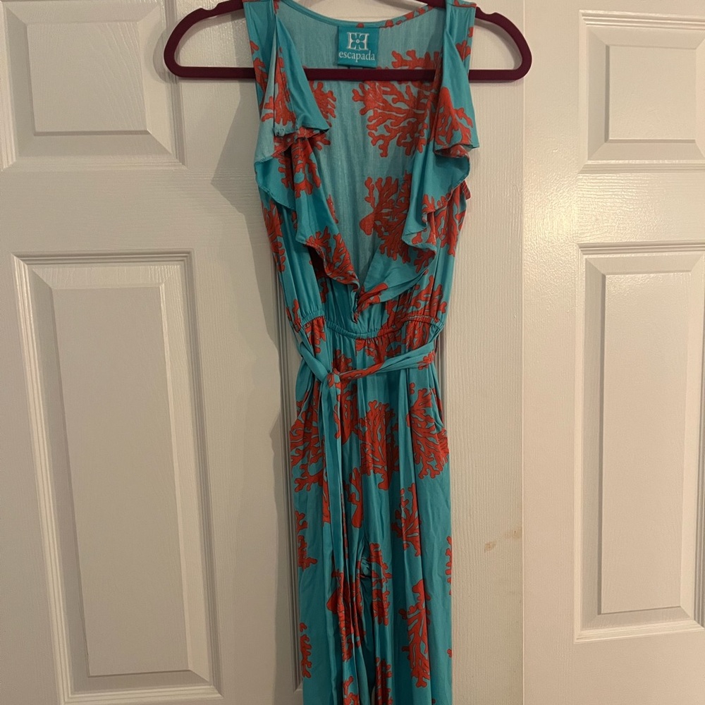 Escapada coral and turquoise jumpsuit size xs
